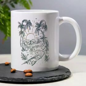 1pc, 3A Grade,Sunshine Beach Small River,11oz coffee mug, home decor item, perfect for women, men, grandparents,