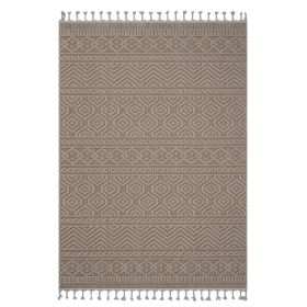6X9 Mocha /Geometric Indoor/Outdoor Area Rug