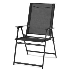 Greyson Square Set of 2 Outdoor Patio Steel Sling Folding Chair, Black (Actual Color: Black)