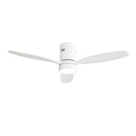 52 Inch Indoor Outdoor Ceiling Fan Solid Wood Fan Blade Noiseless Reversible Motor Remote Control With Light (Color: as Pic)