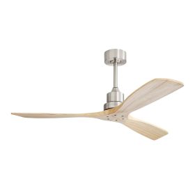 52 Inch Outdoor Farmhouse Ceiling Fan with Remote Control Solid Wood Fan Blade Reversible Motor (Color: as Pic)