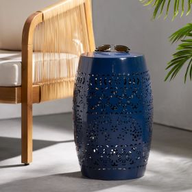 Modern Iron Outdoor Side Table (Color: Dark Blue, material: Iron)
